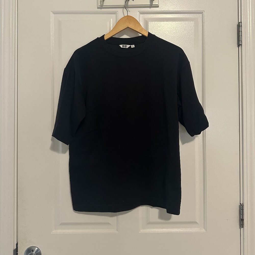 NWOT UNIQLO U AIRism Cotton Oversized Crew Neck T-Shirt, Size L, Black